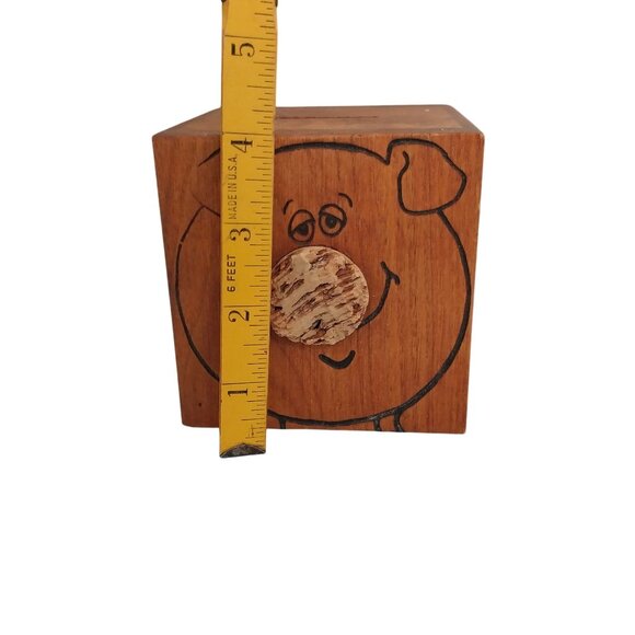 Toystalgia Wood Piggy Bank With Cork Nose Cute Piglet Design Vintage 1976 - Picture 7 of 7